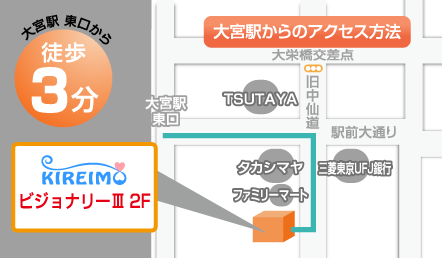 キレイモ(KIREIMO)大宮東口店の地図
